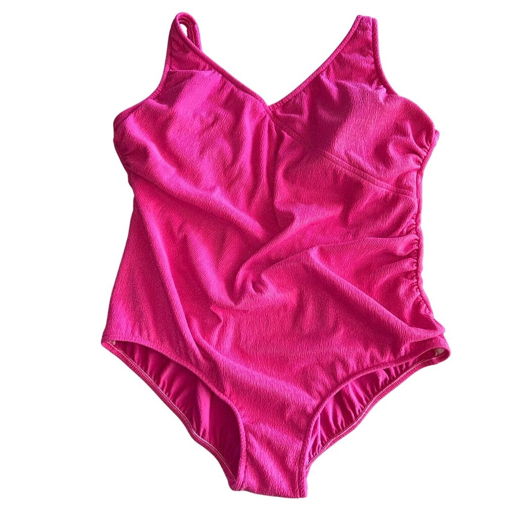 Vintage seawaves crinkle size 20 W pink one piece swimsuit bathing suit